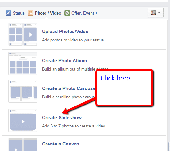 create a slideshow facebook