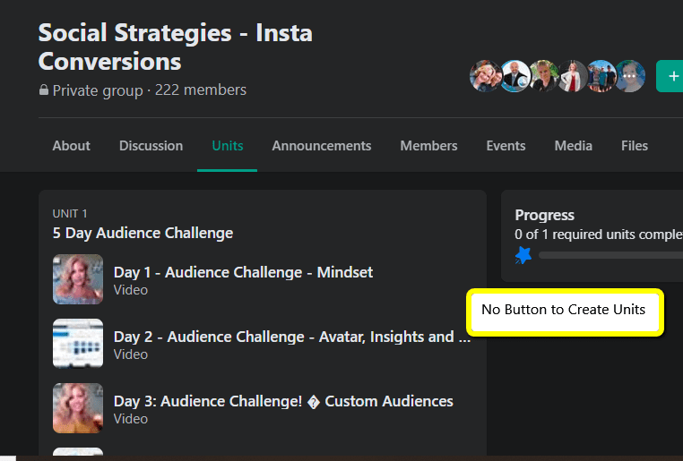 facebook units no button