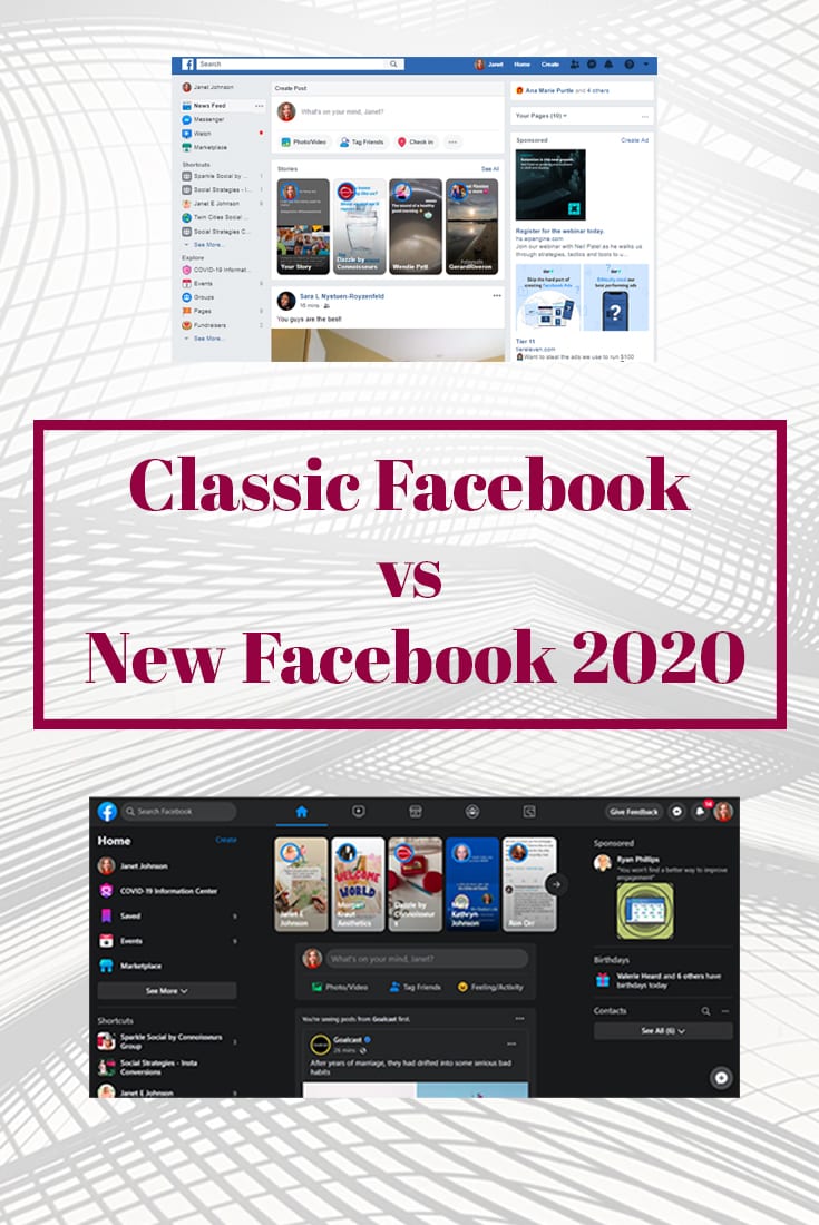 facebook classic page vs new page