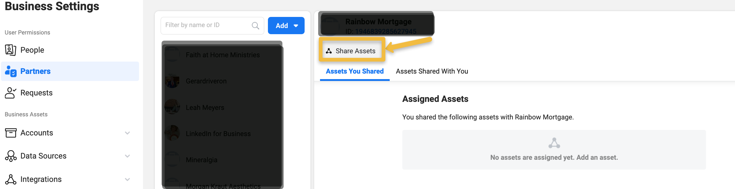 business manager share assets