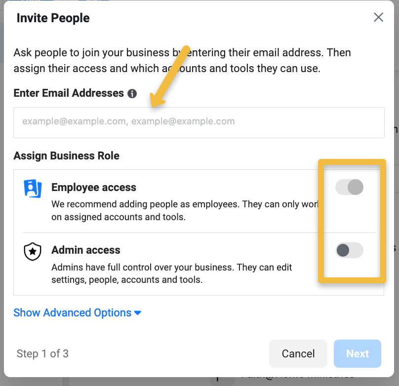 business manager add people step 2