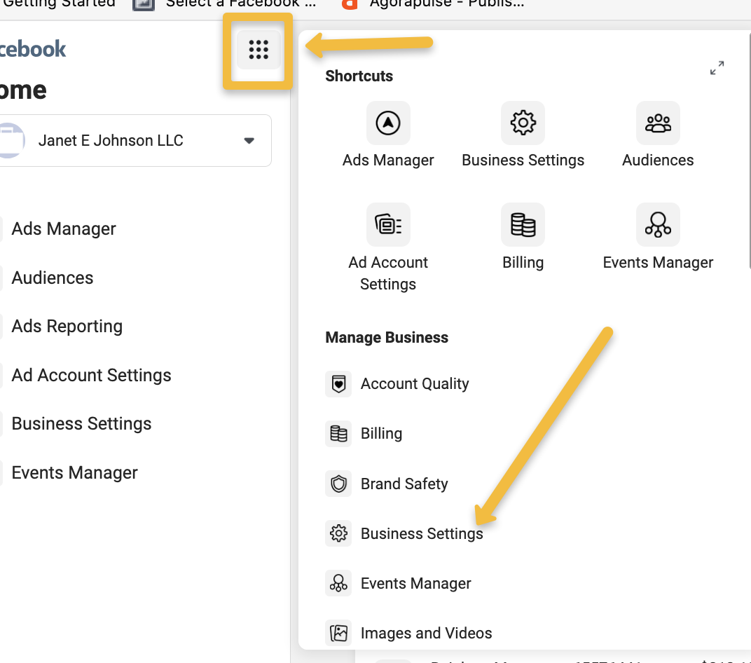 business manager business settings